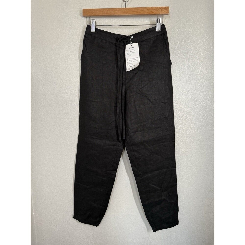 NWT Black‎ 100% Linen Jogger Pants Size S Spring Summer Vacation Beach Cruise